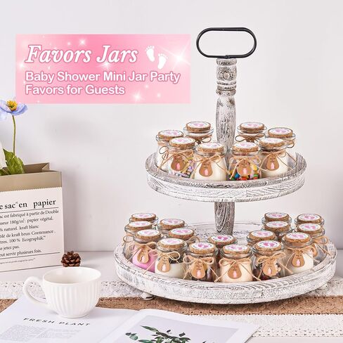 24 PCS حفلات استحمام الطفل الحفلات للضيوف ، هدايا استحمام الطفل للضيوف ، 3.4 أوقية زجاجات ماسون صغيرة مع أغطية الفلين ، ملصقات ، علامات الملصقات ، خيوط ، أكياس عضوية ، جرة حلوى صغيرة للفتيات in Kuwait