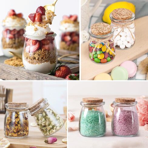 24 PCS حفلات استحمام الطفل الحفلات للضيوف ، هدايا استحمام الطفل للضيوف ، 3.4 أوقية زجاجات ماسون صغيرة مع أغطية الفلين ، ملصقات ، علامات الملصقات ، خيوط ، أكياس عضوية ، جرة حلوى صغيرة للفتيات in Kuwait