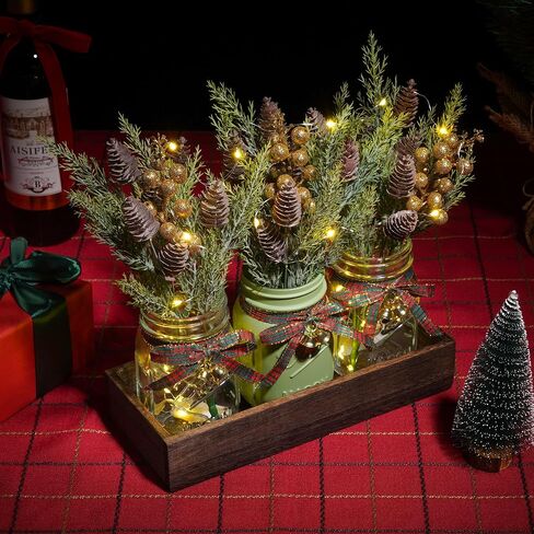 3 Pcs Mason Jar Centerpiece Decorations for Christmas Table Decor Farmhouse Coffee Table Decor Christmas Kitchen and Room Decor,Red in Saudi Arabia