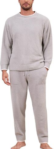 Snuggle SAC Mens Pajamas مجموعة 2 قطعة مجموعات ملابس ناعمة طويلة الأكمام مع جيوب in Kuwait