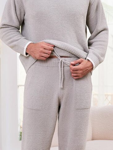 Snuggle SAC Mens Pajamas مجموعة 2 قطعة مجموعات ملابس ناعمة طويلة الأكمام مع جيوب in Kuwait