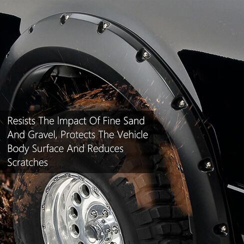 G-PLUS Fender Flares, Compatible with Jeep Cherokee XJ 1984-2001 4-Door Sport Utility Models [Not Fit Models with Side Skirts(Ground Kits),Body Modification], Textured Pocket Rivet Wheel Cover 6pcs in Saudi Arabia