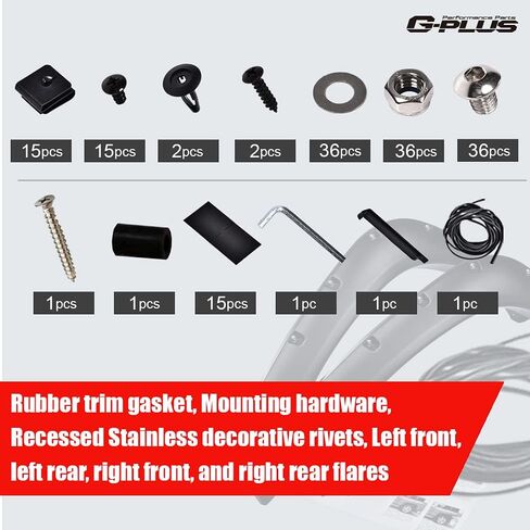G-PLUS 4pcs Fender Flares Front & Rear Smooth, Compatible with Nissan Titan 2004-2015 Without Bedside Lockbox, Black Wheel Cover Protector, Pocket Rivet Bolt Style Vent Trim in Saudi Arabia