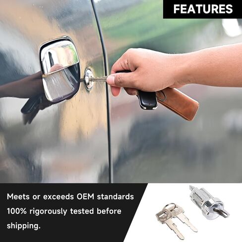 Ignition Switch Lock Cylinder with Keys for Ford B600 B700 1981-1989 for Ford F150 F250 F350 1985-1991 | 2 Keys, Silver Tone | Replaces E5TZ11582A, E4TZ11582B in Saudi Arabia