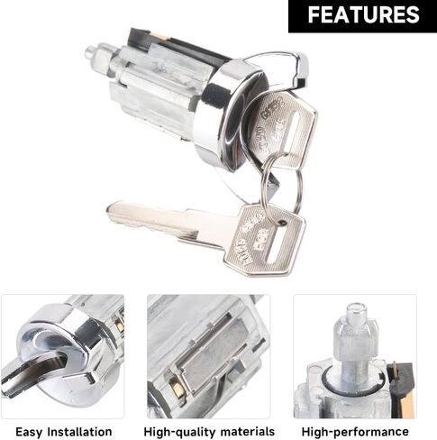 Ignition Switch Lock Cylinder with Keys for Ford B600 B700 1981-1989 for Ford F150 F250 F350 1985-1991 | 2 Keys, Silver Tone | Replaces E5TZ11582A, E4TZ11582B in Saudi Arabia
