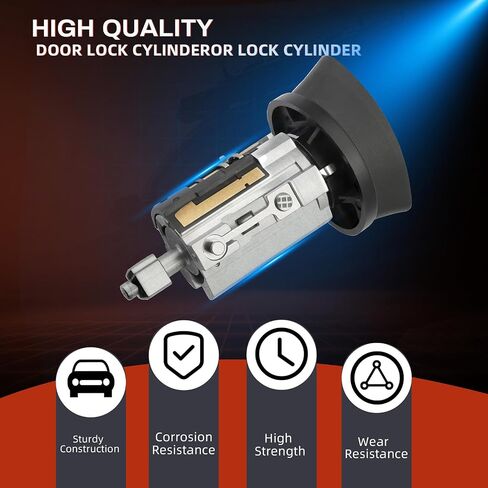 Ignition Switch & Door Lock Cylinder Kit with Keys Compatible with Ford E-150 E-250 E-350 F-150 F-250 F-350 Econoline Replacement LC6177, DL5885x2, 597638 No Chip in Saudi Arabia