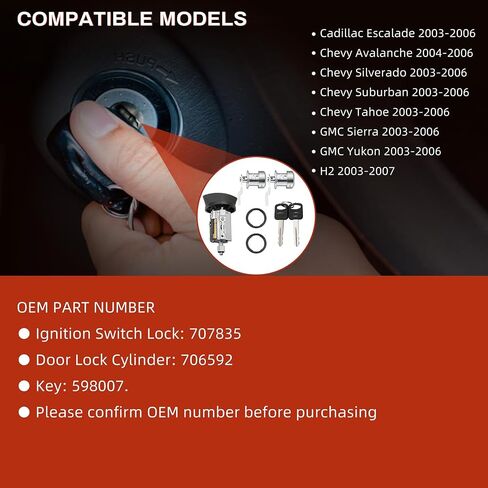 Ignition Switch & Door Lock Cylinder Kit with Keys Compatible with Ford E-150 E-250 E-350 F-150 F-250 F-350 Econoline Replacement LC6177, DL5885x2, 597638 No Chip in Saudi Arabia