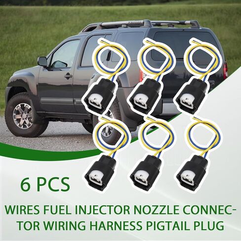 6 Pcs Wires Fuel Injector Nozzle Connector Wiring Harness Pigtail Plug Compatible With Nissan Xterra 2.4L 3.3L 2002-2004 Nissan Frontier 3.3L 1999-2004 Replace for 16600-38Y10 16600-5S701 in Saudi Arabia