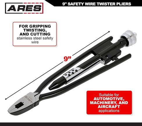 ARES 10009-6-inch Reversible Wire Twister Pliers - Auto Return - Untwist Tool can Grip, Twist, and Cut Stainless Steel Safety Wire on Vehicles, Machinery, and Aircraft in Saudi Arabia
