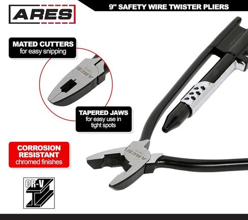 ARES 10009-6-inch Reversible Wire Twister Pliers - Auto Return - Untwist Tool can Grip, Twist, and Cut Stainless Steel Safety Wire on Vehicles, Machinery, and Aircraft in Saudi Arabia
