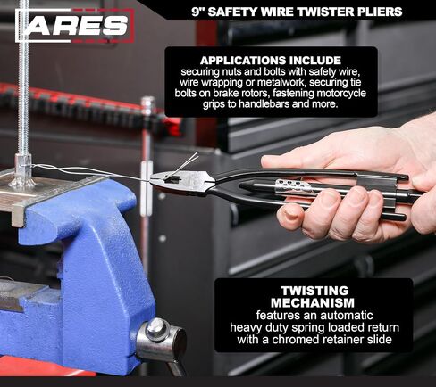 ARES 10009-6-inch Reversible Wire Twister Pliers - Auto Return - Untwist Tool can Grip, Twist, and Cut Stainless Steel Safety Wire on Vehicles, Machinery, and Aircraft in Saudi Arabia