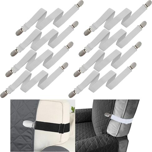 حمالات حمالات النطاق المرنة قابلة للتعديل أشرطة حامل لأصحاب كرسي كرسي كرسي Loveseat Coverner Coushion Pentcal Tables Slipcover (8 ، Black) in Kuwait