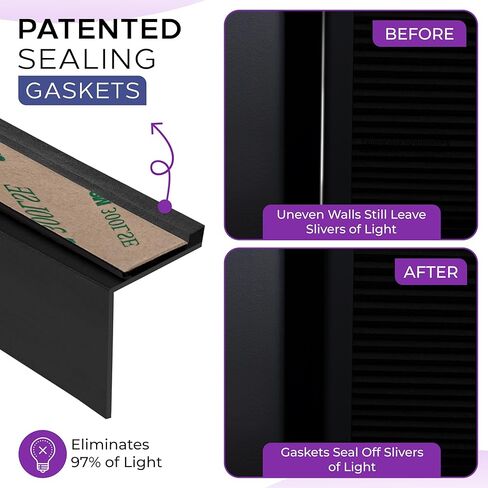 مسارات Time Time- شرائح حظر الضوء الأصلية PVC مصنوعة في حاصرات ضوء الإضاءة في الولايات المتحدة الأمريكية لظلال وعمى الستائر- استمتع بنوم أعمق وظلام تام (60 "قابلة للإزالة) قابلة للإزالة) in Kuwait