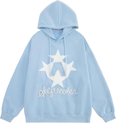 Aelfric Eden Y2k Hoodie Women Graphic Oversized Hoodies Star Embroidered Hoodied Sweatshirt Casual Vintage Pullover in Saudi Arabia
