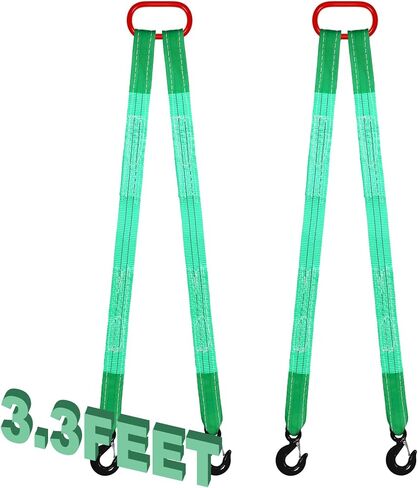 2 Pack 3.3 Ft Lifting Slings Straps with Hooks 4410 Lb Pounds Capacity Polyester Bridle Sling Heavy Duty Two Leg Lifting Slings and Straps for Engines Cranes Hoists Truck Cargo in Kuwait