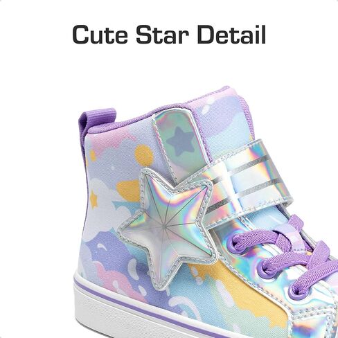 DREAM PAIRS Girls Sneakers High Top Hook and Loop Sparkly Shiny Comfortable Casual Walking Shoes for Toddler/Little/Big Kids in Saudi Arabia