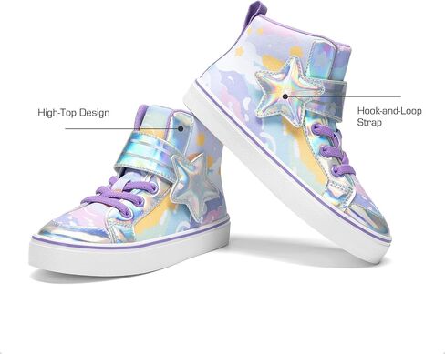 DREAM PAIRS Girls Sneakers High Top Hook and Loop Sparkly Shiny Comfortable Casual Walking Shoes for Toddler/Little/Big Kids in Saudi Arabia