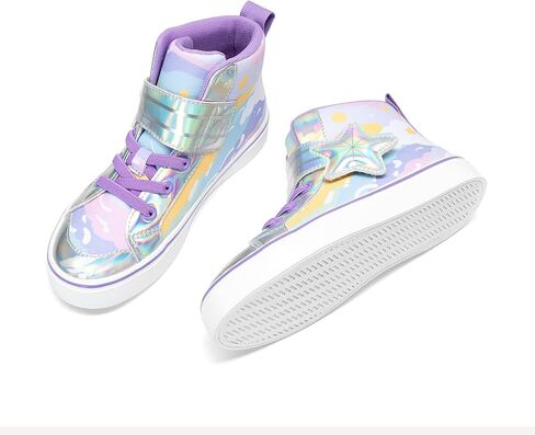 DREAM PAIRS Girls Sneakers High Top Hook and Loop Sparkly Shiny Comfortable Casual Walking Shoes for Toddler/Little/Big Kids in Saudi Arabia