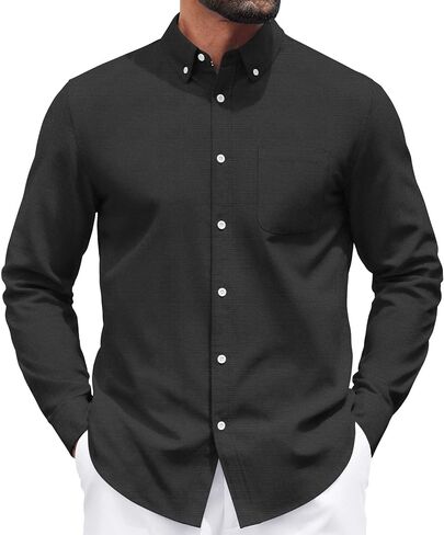 COOFANDY Mens Long Sleeve Button Down Shirt Casual Untucked Shirts for Men Oxford Dress Shirts in Saudi Arabia