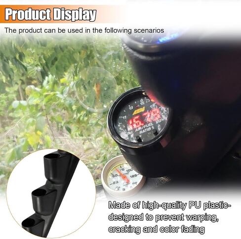 Black Triple Pillar Gauge Pod Holder, Plastic 3 Hole 52mm Automotive Digital Gauge Bracket, Universal A-Pillar Gauges Mount Accessories for Most Vehicles in Saudi Arabia