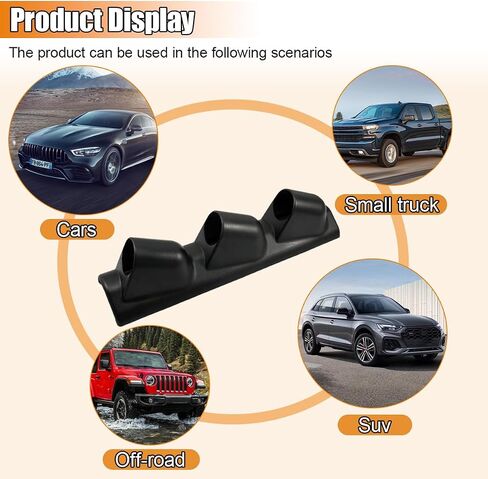 Black Triple Pillar Gauge Pod Holder, Plastic 3 Hole 52mm Automotive Digital Gauge Bracket, Universal A-Pillar Gauges Mount Accessories for Most Vehicles in Saudi Arabia