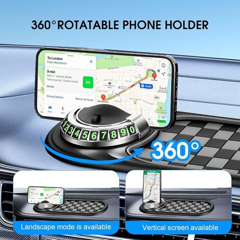 1pc Multifunction Car Anti-Slip Mat and Phone Holder, Gray-Silver Dashboard Pad with Temporary Parking Number Pad for Phones Keys Sunglasses in Saudi Arabia