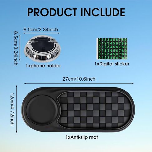 1pc Multifunction Car Anti-Slip Mat and Phone Holder, Gray-Silver Dashboard Pad with Temporary Parking Number Pad for Phones Keys Sunglasses in Saudi Arabia