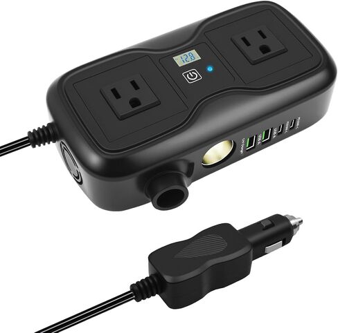 7 في 1 200W CAR POWER HINVERTER 12V DC إلى 110V AC مع محول شاحن السيارات ، وموقف USB 2 USB 2 AC 4 USB PD 20W & QC 3.0 Outlet و Lighter Slight - إكسسوارات السيارات للرحلة والتخييم in Kuwait