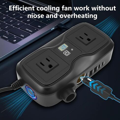 7 في 1 200W CAR POWER HINVERTER 12V DC إلى 110V AC مع محول شاحن السيارات ، وموقف USB 2 USB 2 AC 4 USB PD 20W & QC 3.0 Outlet و Lighter Slight - إكسسوارات السيارات للرحلة والتخييم in Kuwait