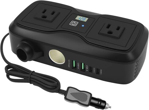 7 في 1 200W CAR POWER HINVERTER 12V DC إلى 110V AC مع محول شاحن السيارات ، وموقف USB 2 USB 2 AC 4 USB PD 20W & QC 3.0 Outlet و Lighter Slight - إكسسوارات السيارات للرحلة والتخييم in Kuwait
