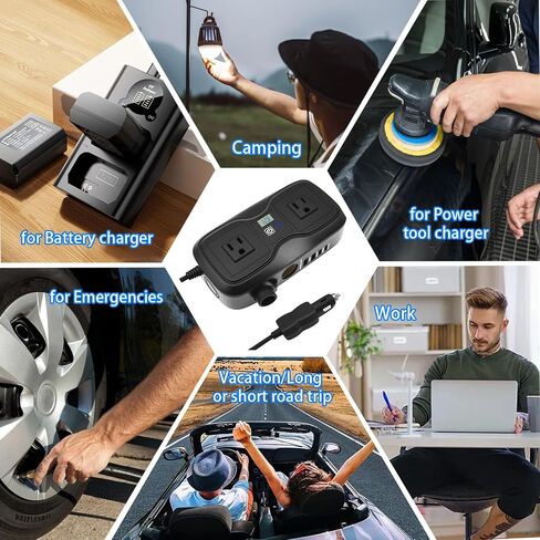 7 في 1 200W CAR POWER HINVERTER 12V DC إلى 110V AC مع محول شاحن السيارات ، وموقف USB 2 USB 2 AC 4 USB PD 20W & QC 3.0 Outlet و Lighter Slight - إكسسوارات السيارات للرحلة والتخييم in Kuwait