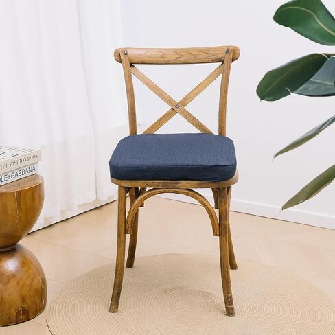 C-Hopetree Indoor Outdoor Crash Crasion الوسائد مع العلاقات ، وسادات المقاعد للمطبخ مع غطاء قابل للغسل وأسفل قاع غير قاع ، ورغوة عالية المستويات ، مقاوم للماء ، 17 "× 16" × 2 "، الأزرق البحري ، مجموعة من 8 in Kuwait