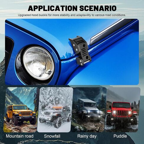 Aluminum Hood Latches Kit Designed for Jeep Wrangler JK/JKU 2007-2018, JL/JLU 2018-2025 & Jeep Gladiator 2020-2025, Easy Install, Anti-Rust, Heavy-Duty,Wrangler Accessories,BK-Face,1Pair in Kuwait