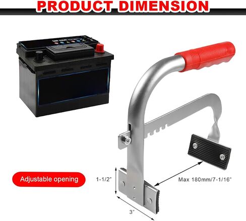 Battery Carrier, Adjustable from 5" to 7" Automotive Battery Lifter with Rubber Pads, Heavy Duty Vehicle Rack Gripper for Lifting and Carrying Top Post or Side Post Batteries in Saudi Arabia