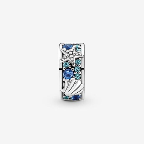 Pandora Tropical Starffish & Shell Clip Charm - سحر سوار لحظات Pandora لحظات - مجوهرات النساء المذهلة - هدية للنساء - مصنوعة من الفضة الإسترليني والكريستال من صنع الإنسان - مع صندوق هدايا in Saudi Arabia