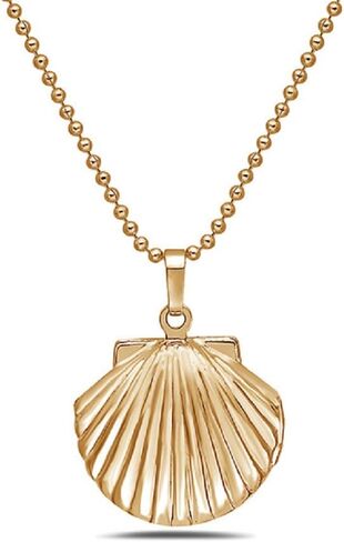 Picturesongold.com 14K Gold Tone Seashell Locket مع سلسلة 18 بوصة in Saudi Arabia