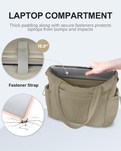 Tote Bag for Women Puffer Work Tote with 15.6 Inch Laptop Compartment and Cup Holder Shoulder Bag Handbag with Zipper in Saudi Arabia