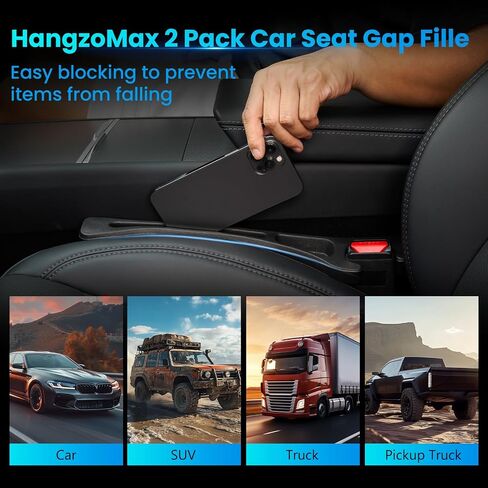 2 Pack Car Seat Gap Filler, No Drop Seat Guard, Premium PU Leather Car Seat Gap Organizers, Universal Car Accessories, Prevent Phone/Keys/Cards from Dropping, Easy Installation in Saudi Arabia