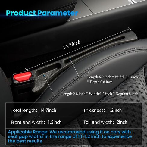 2 Pack Car Seat Gap Filler, No Drop Seat Guard, Premium PU Leather Car Seat Gap Organizers, Universal Car Accessories, Prevent Phone/Keys/Cards from Dropping, Easy Installation in Saudi Arabia
