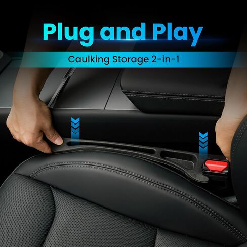 2 Pack Car Seat Gap Filler, No Drop Seat Guard, Premium PU Leather Car Seat Gap Organizers, Universal Car Accessories, Prevent Phone/Keys/Cards from Dropping, Easy Installation in Saudi Arabia