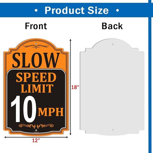 2 Pack Slow Speed Limit 10 MPH Sign Slow Down Sign 18 x 12 Inches Traffic Sign Engineer Grade Metal Reflective Sturdy Rust Aluminum Waterproof Easy to Install in Kuwait