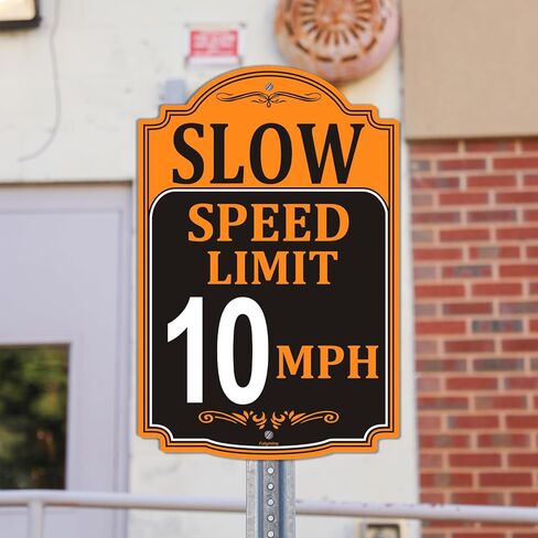 2 Pack Slow Speed Limit 10 MPH Sign Slow Down Sign 18 x 12 Inches Traffic Sign Engineer Grade Metal Reflective Sturdy Rust Aluminum Waterproof Easy to Install in Kuwait