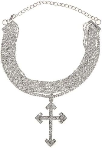 925 Sterling Silver Cross Necklace Y2K ، y2k Cross Necklace ، New Gothic Shiny with Cross Pendant Kniclace for Women ، in Saudi Arabia