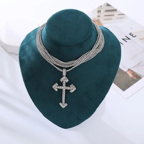 925 Sterling Silver Cross Necklace Y2K ، y2k Cross Necklace ، New Gothic Shiny with Cross Pendant Kniclace for Women ، in Saudi Arabia