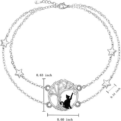 Cat Anklet 925 Sterling Silver Cat Ankle Bracelets for Women Tree of Life Anclet for Halloween Cats Loves Gifts Jewelry Jewelry in Saudi Arabia
