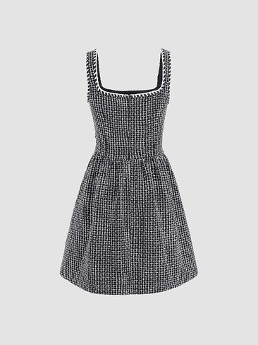 CIDER Tweed U-Neckline Solid Mini Dress in Saudi Arabia