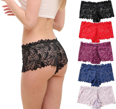 Women's Lace Panties, Soft Stretch Cute Boyshorts Panties, Sexy Cheeky Underwear, Multipacks in Saudi Arabia