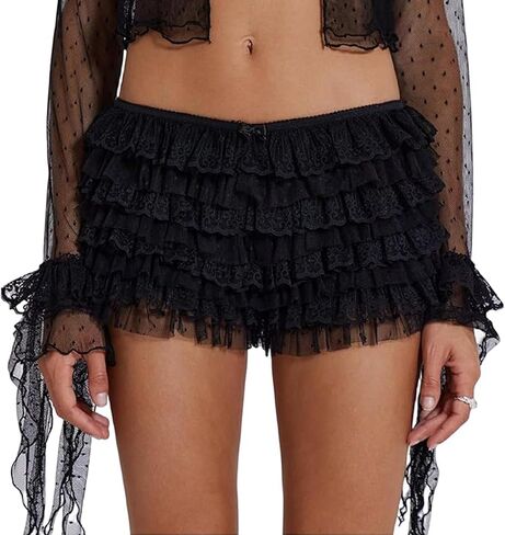 Women Lace Lolita Bloomers Shorts Cute Ruffle Y2k Fairy Layered Pumpkin Boy Shorts Frilly Cute Sweet Pettipants in Saudi Arabia