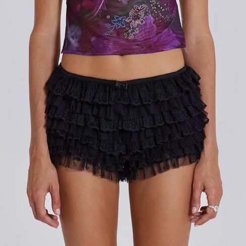 Women Lace Lolita Bloomers Shorts Cute Ruffle Y2k Fairy Layered Pumpkin Boy Shorts Frilly Cute Sweet Pettipants in Saudi Arabia