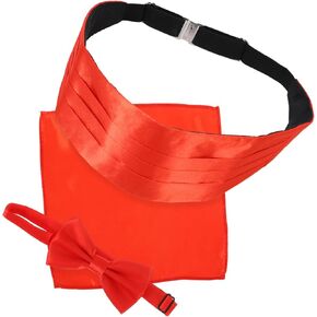 Vanzack 3PCS MEN MEN RED SATIN CUMMERBUND BOY TIN و CHINCHELLESIFE مجموعة ملابس رسمية لحفلات الزفاف والحفلات in Kuwait